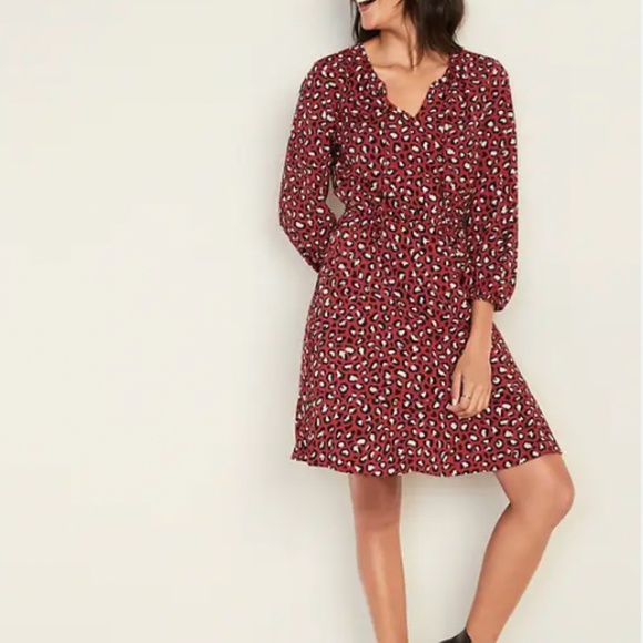 NWT: old navy Waist-Defined Tie-Neck Dress for Women - Picture 1 of 4